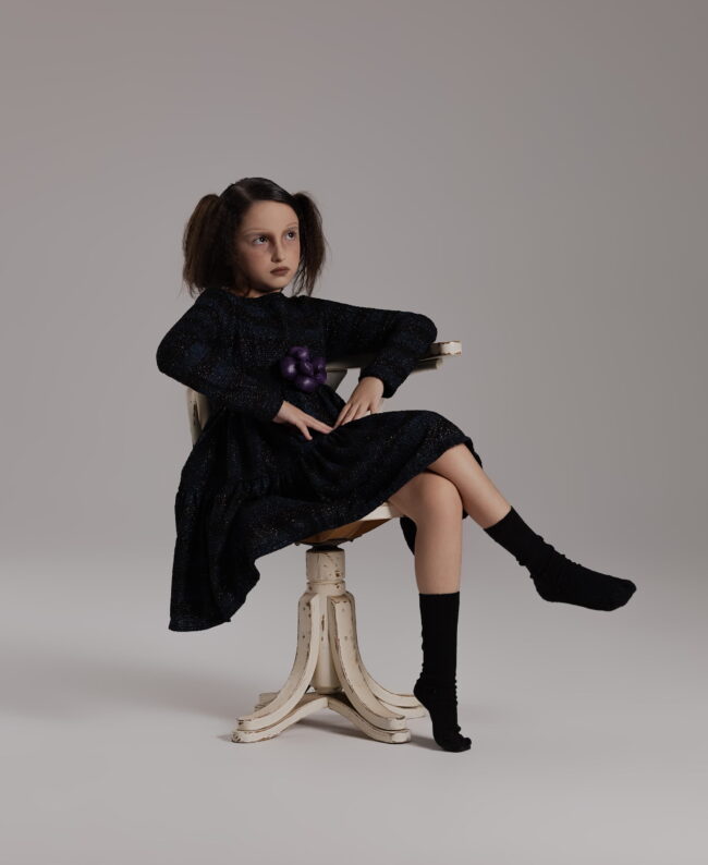 Ruffled dress with stripes